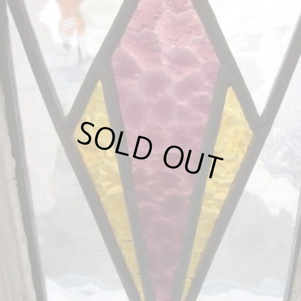 画像3: 色の分かれた大きなひし形が素敵☆イギリスのアンティークステンドグラス